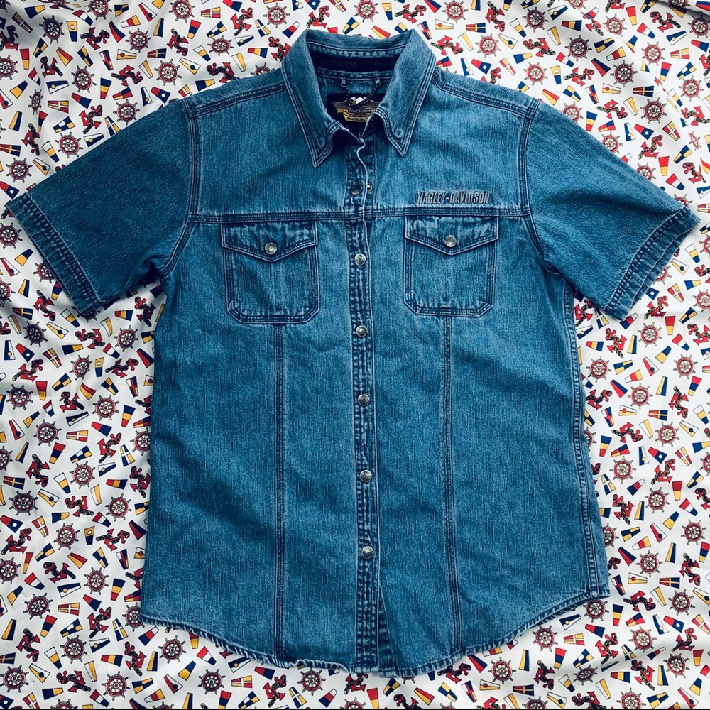 Denim Harley Davidson  snap button